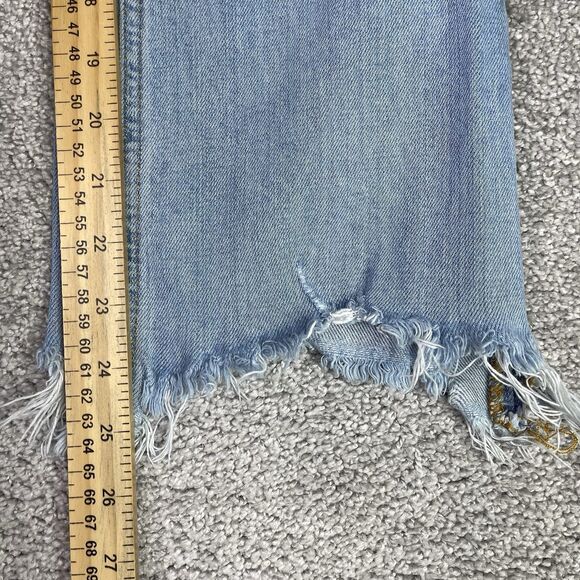 ZARA The DREED Flare Jeans Women’s 6  Blue Raw Hem Cropped Light Wash Stretch - Picture 10 of 12